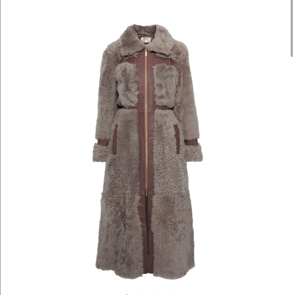 ZIMMERMANN Tempest leather trim shearling coat S